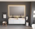 84in. W x 48in. H Oversized Rectangular Black Framed LED Mirror Anti-Fog Dimmable Wall Mount Bathroom Vanity Mirror HD Wall Mirror Kit For Gym And Dan