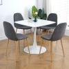 Light Grey Modern Fabric Chairs with wood-transfer Metal Leg set of 4