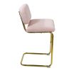 Mid-Century Modern Counter Height Bar Stools for Kitchen Set of 2, Armless Bar Chairs with Gold Metal Chrome Base for Dining Room, Upholstered Boucle