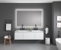 84in. W x 48in. H Oversized Rectangular Black Framed LED Mirror Anti-Fog Dimmable Wall Mount Bathroom Vanity Mirror HD Wall Mirror Kit For Gym And Dan