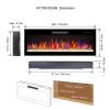 42 inch recessed ultra thin tempered glass front wall mounted electric fireplace with remote and multi color flame & emberbed, LED light heater