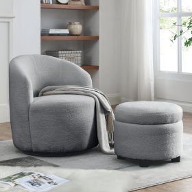 [Video] Welike Swivel barrel chair, living room swivel chair with round storage chair, 360 ¬∞ swivel club chair, nursery, bedroom, office, hotel with (Color: as Pic)